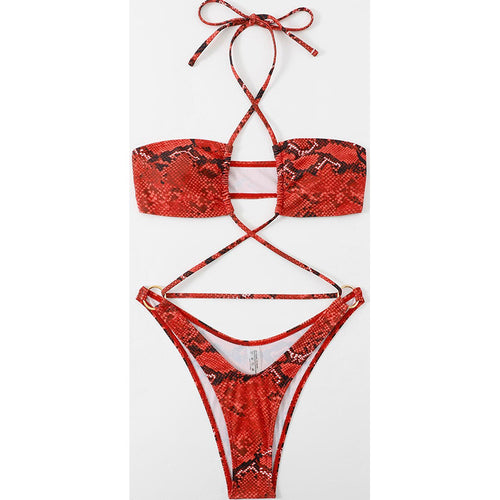 Damen Triangel-Bikini-Set mit raffiniertem Wickeldesign und dekorativen Schnürknoten Echo Archiv