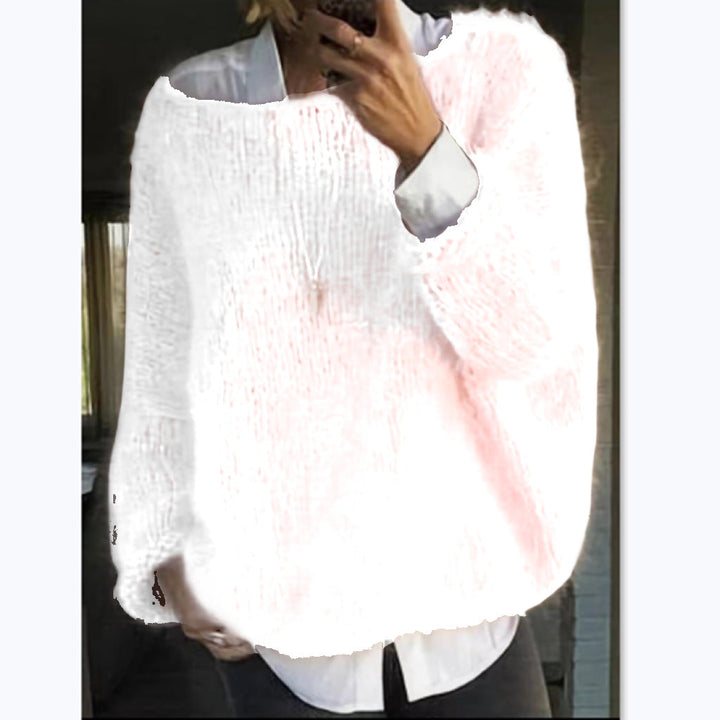 Damen Kuscheliger Oversized Pullover mit U-Boot-Ausschnitt Echoarchiv