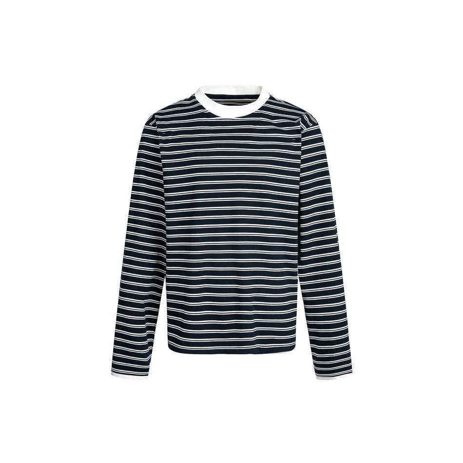 Unisex Gestreiftes Langarmshirt im Breton‑Stil mit kontrastiertem Rippenkragen und Relaxed Fit Echoarchiv