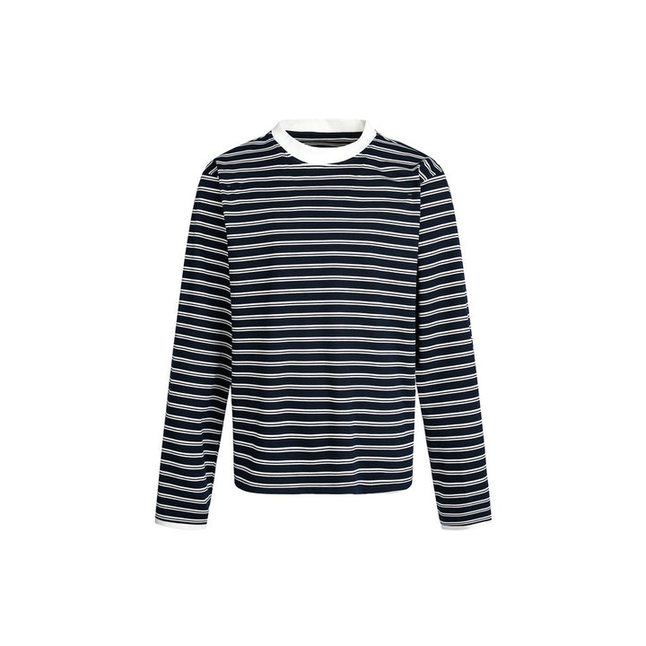 Unisex Gestreiftes Langarmshirt im Breton‑Stil mit kontrastiertem Rippenkragen und Relaxed Fit Echoarchiv