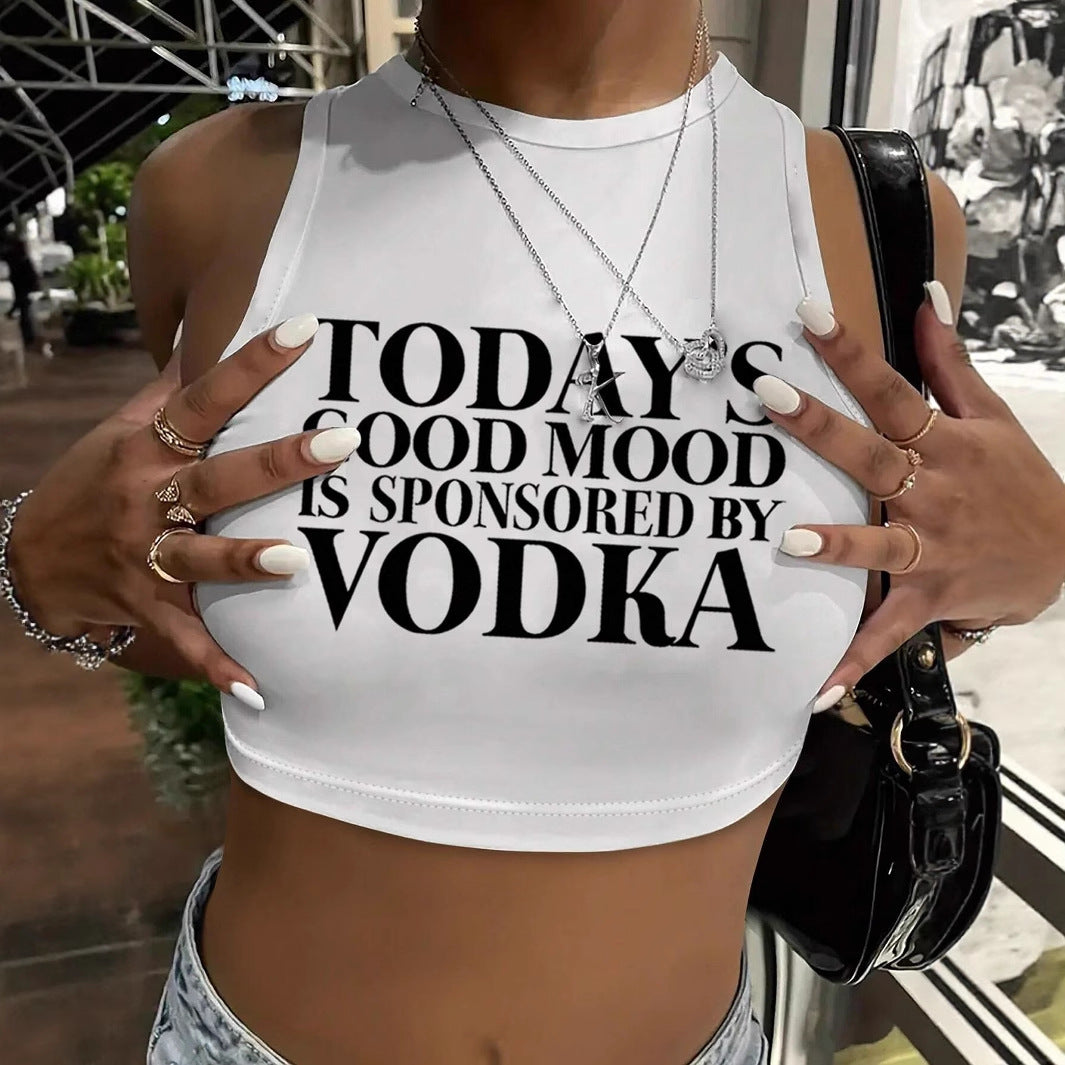 Damen Crop-Top mit inspirierendem Schriftzug und figurbetontem Design Echo Archiv