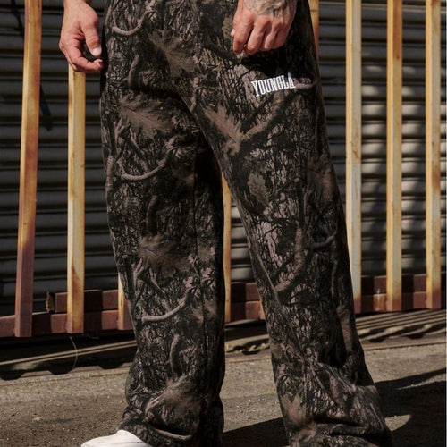 Herren weite Camouflage-Jogginghose mit elastischem Komfortbund und Oberschenkel-Logo – Sorevano