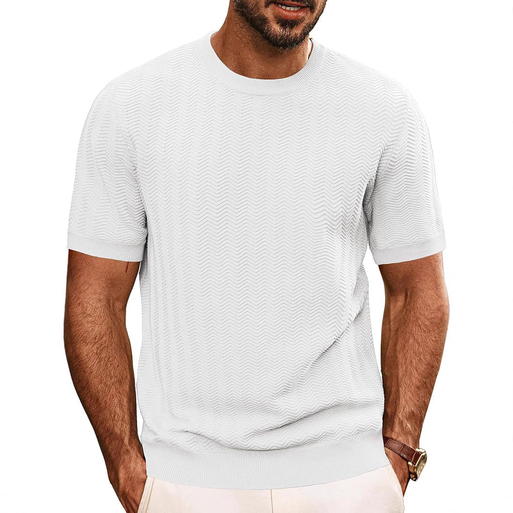 Herren strukturiertes Rundhals T-Shirt Echoarchiv