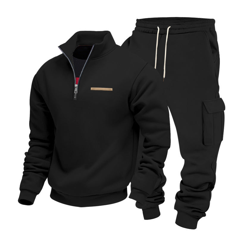 Herren Zip-Pullover- und Cargo-Jogger-Set aus weichem French-Terry Echoarchiv