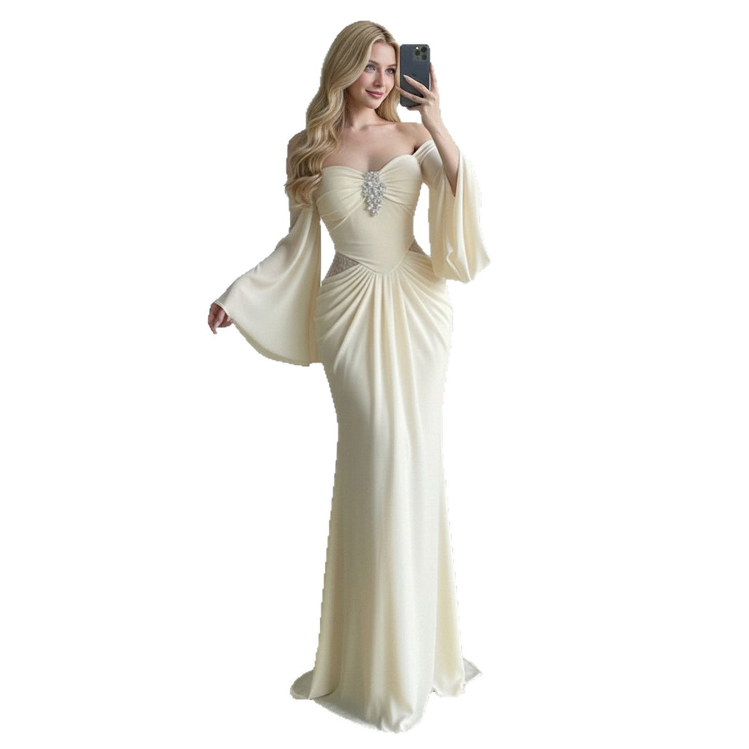 Damen langes Wickelkleid mit dramatischen Schößchenärmeln und cut-out Design Echo Archiv