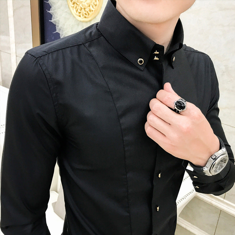 Herren Elegantes Langarmhemd mit feinen Knopfdetails Echoarchiv