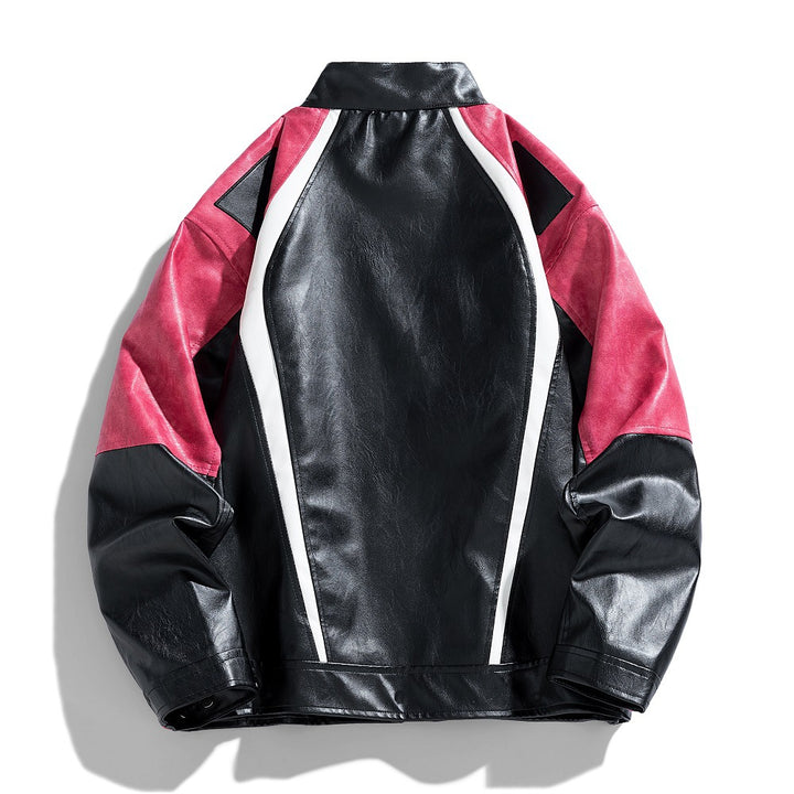 Herren Kunstlederjacke im urbanen Racing-Stil mit auffälligen Farbakzenten Echoarchiv