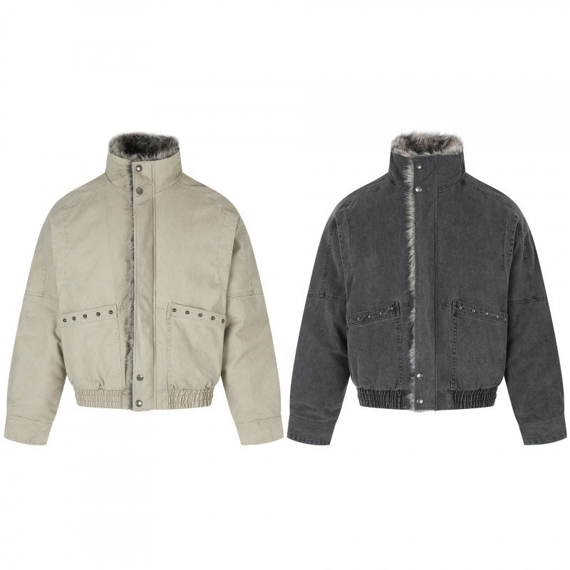 Damen Kurz geschnittene Cord‑Optik Blousonjacke mit Kunstfellfutter und hohem Stehkragen Echo Archiv