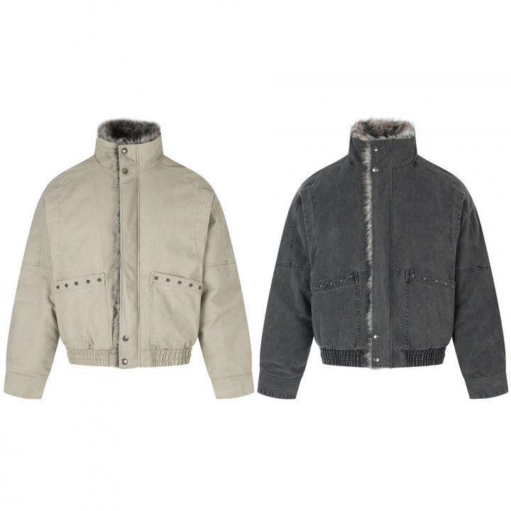 Damen Kurz geschnittene Cord‑Optik Blousonjacke mit Kunstfellfutter und hohem Stehkragen Echo Archiv