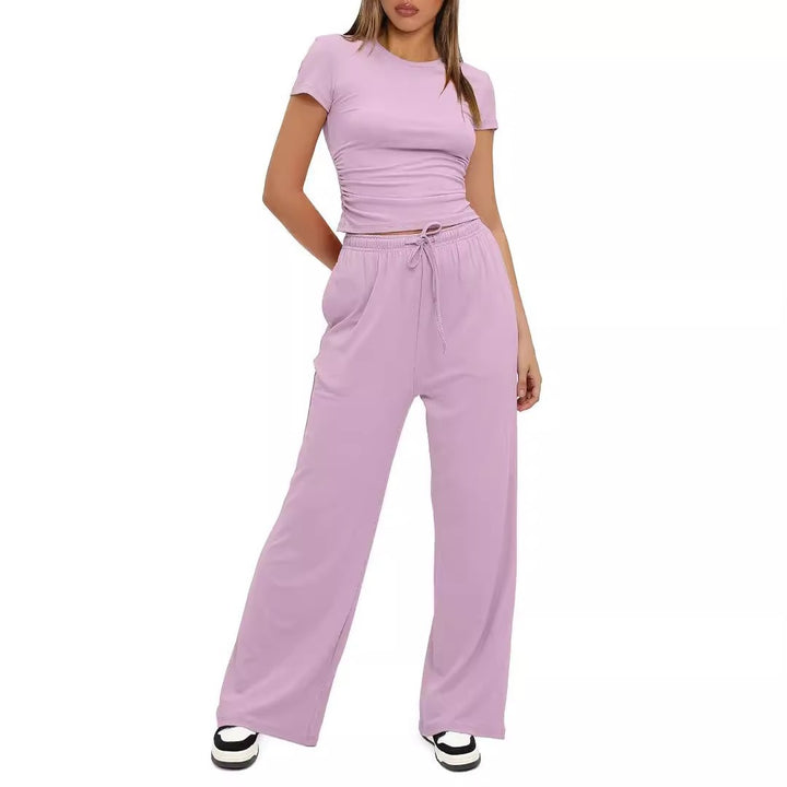 Damen Lässiges Lounge-Set mit weitem Oberteil und bequemen Hosen Echo Archiv