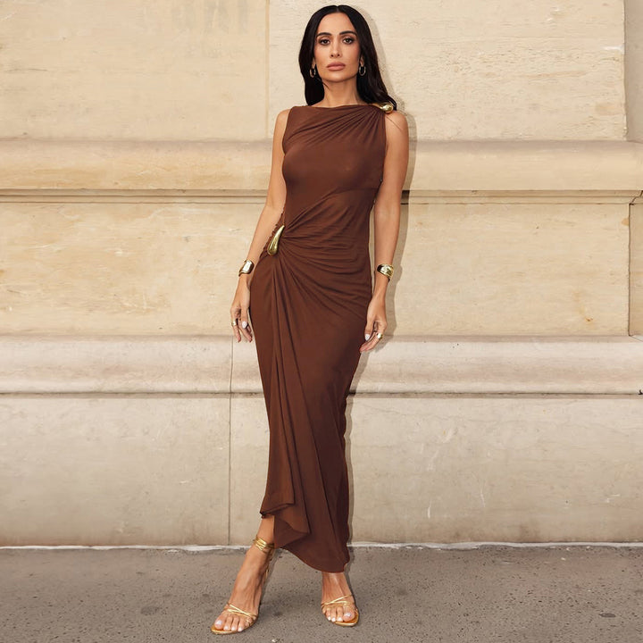 Damen Maxikleid mit raffiniertem Wickeldetail und figurbetontem Schnitt Echo Archiv