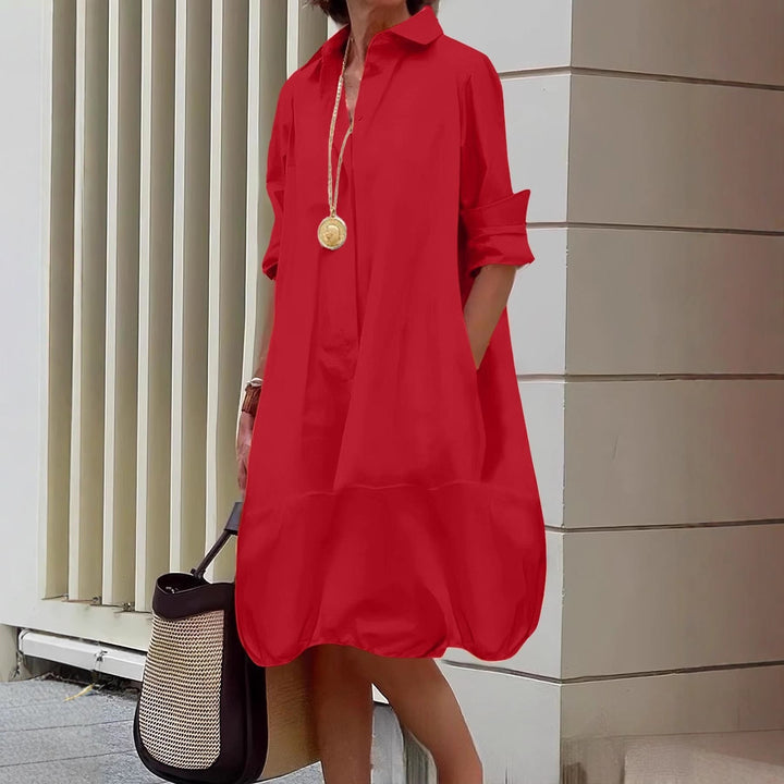 Damen Lässiges Hemdblusenkleid mit weit geschnittenem Saum Echoarchiv