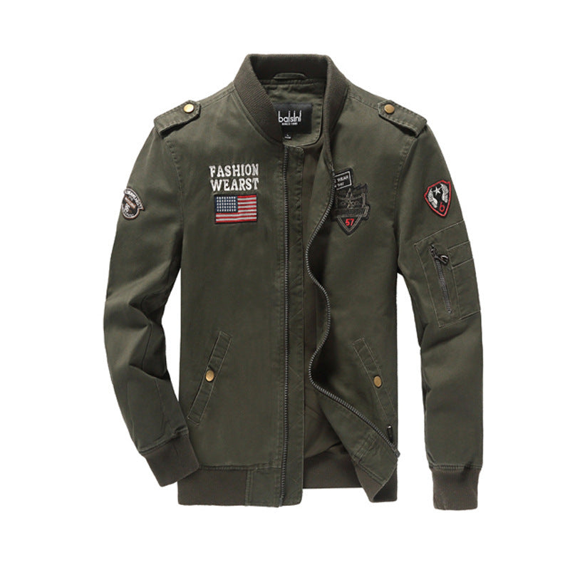 Herren Field-Bomberjacke im Pilotenstil mit Patch-Applikationen und Ärmeltasche Echoarchiv