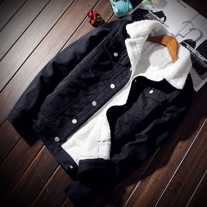 Damen Lässige Denimjacke mit Fleece-Futter Echoarchiv