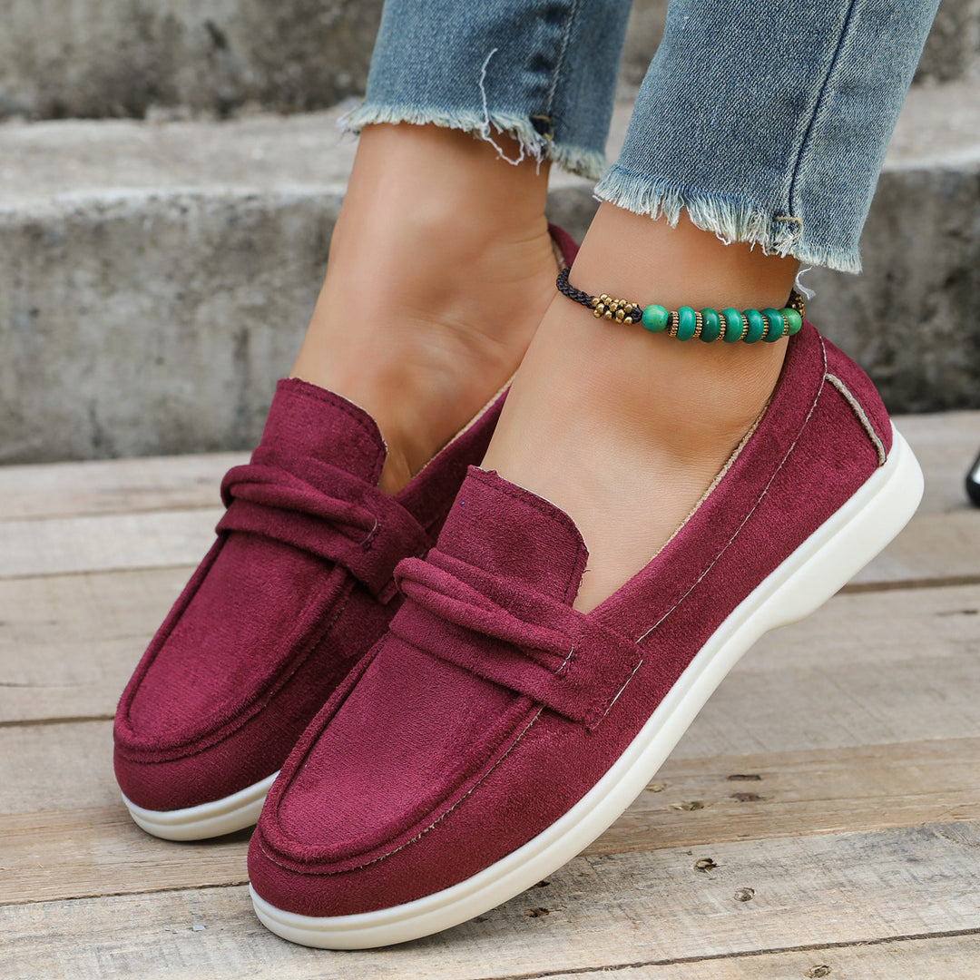 Damen Slip-On-Loafer aus Veloursimitat mit gepolstertem Fußbett Echo Archiv