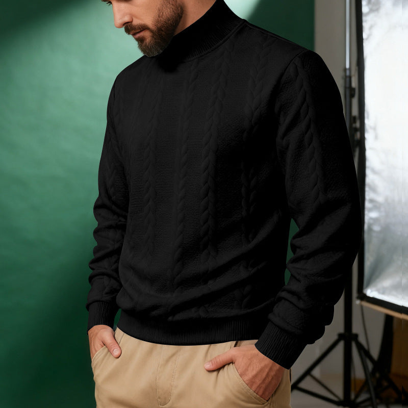 Herren nan Strickpullover mit Stehkragen, Zopfmuster, weichem Rippbündchen und Regular Fit Echo Archiv