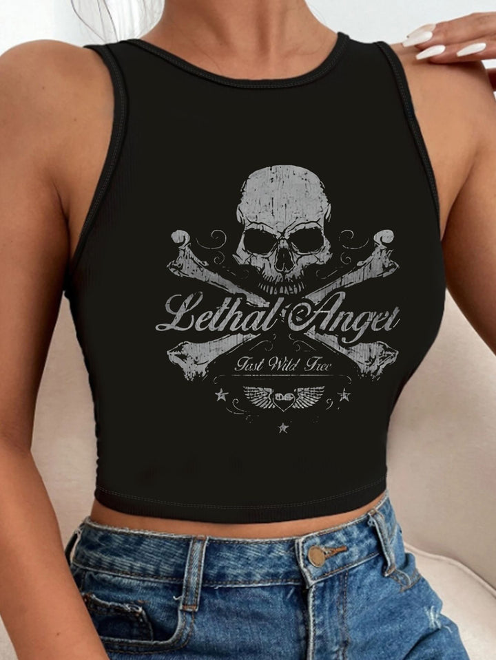 Damen Crop-Top mit auffälligem Schriftzug und körpernahem Schnitt Echo Archiv
