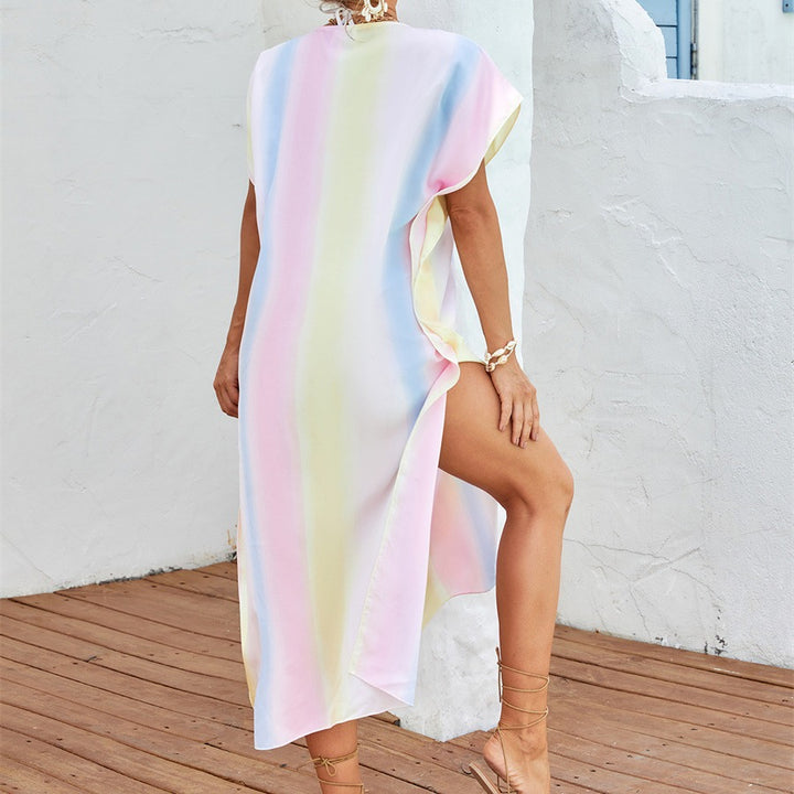 Damen lässiges Strandkleid mit V-Ausschnitt und luftigen Ärmeln Echo Archiv