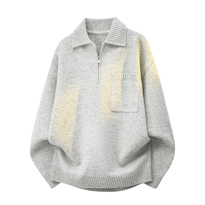 Damen Oversize-Strickpullover mit Halbzip, Rippkragen und Brusttasche Echoarchiv