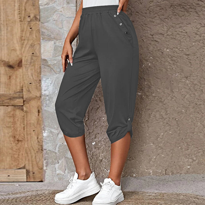 Damen nan lässige dreiviertellange Hose mit elastischem Bund, Eingrifftaschen und krempelbarem Saum Echo Archiv