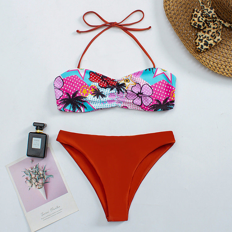 Damen Bandeau-Bikini mit floralem Muster und rutschfestem Design Echo Archiv