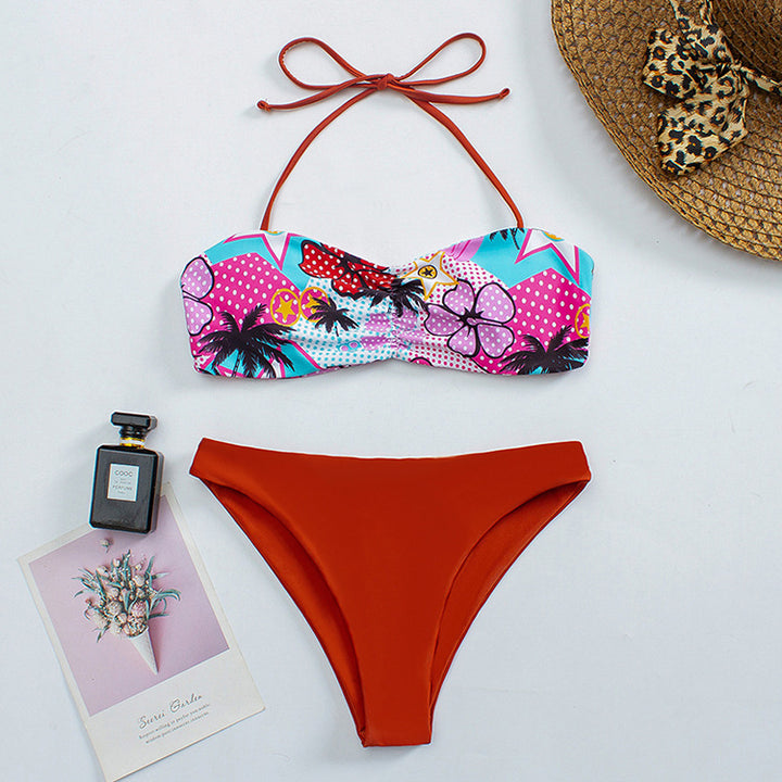 Damen Bandeau-Bikini mit floralem Muster und rutschfestem Design Echo Archiv