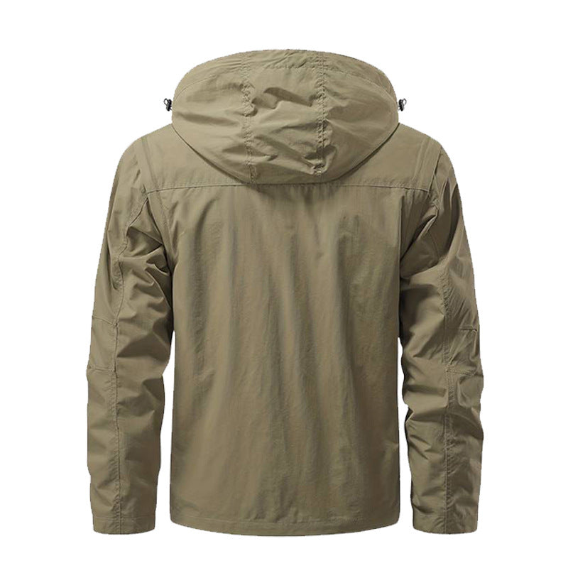 Herren nan multifunktionale Fieldjacke mit Kapuze und verstärkten Mehrfachtaschen wasserabweisendem Obermaterial und verstellbarem Saum Echo Archiv