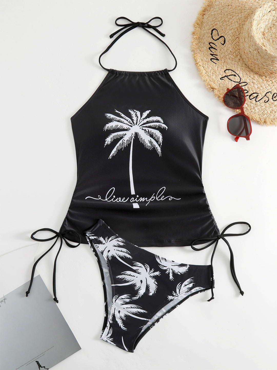 Damen trendiger Bikiniset mit Palmen-Motiv Echo Archiv