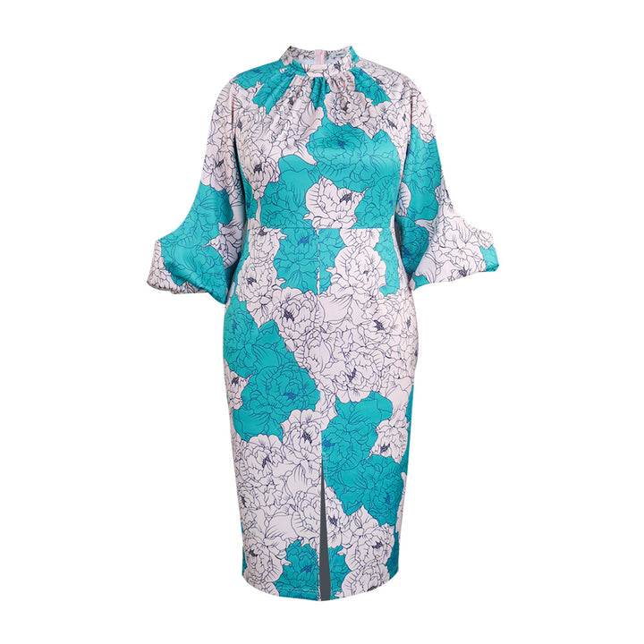 Damen elegantes Wickelkleid mit floralem Muster und modischen Cut-Out-Ärmeln Echo Archiv