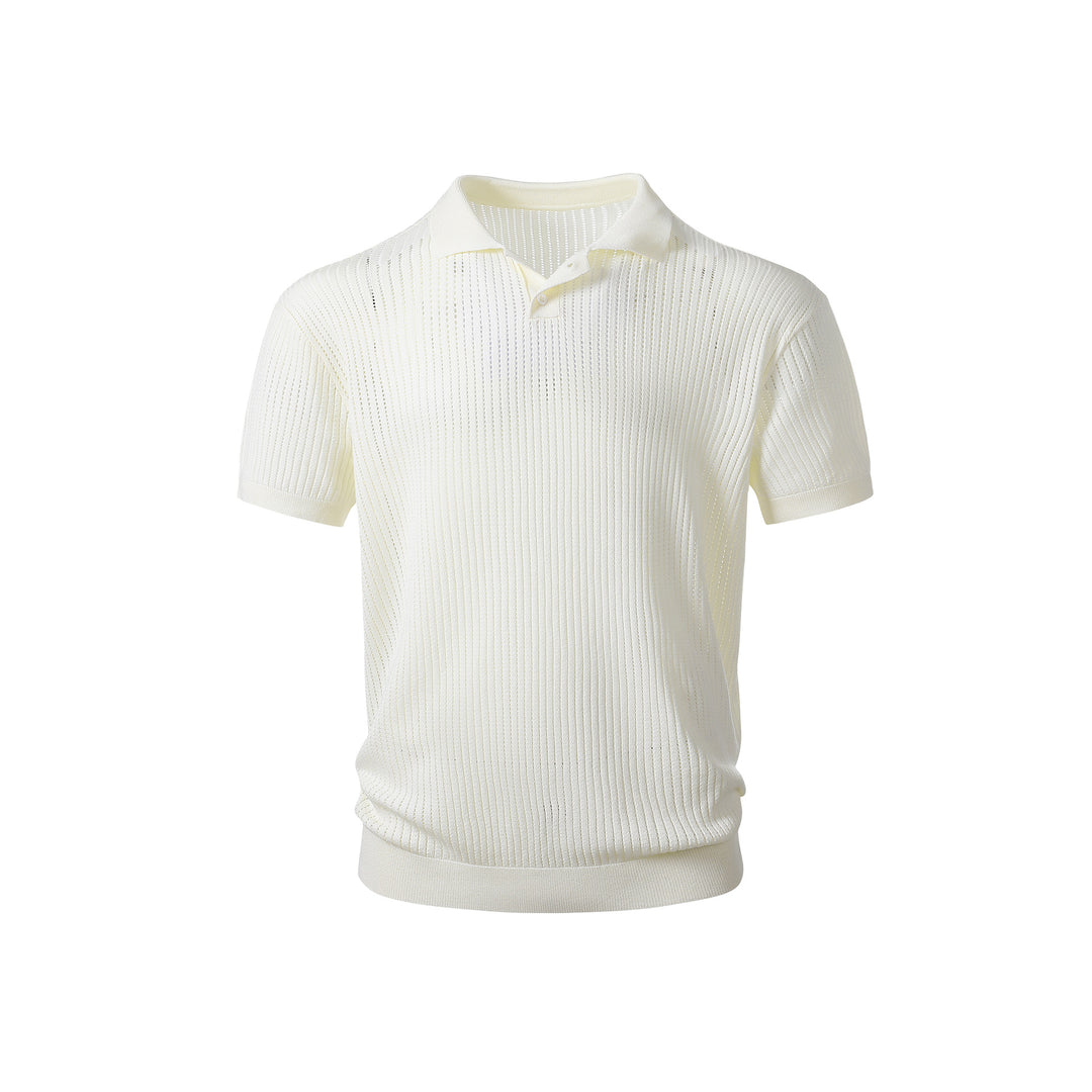 Herren Kurzarm-Feinstrick-Poloshirt mit Strukturstrick und luftiger Perforation Echo Archiv
