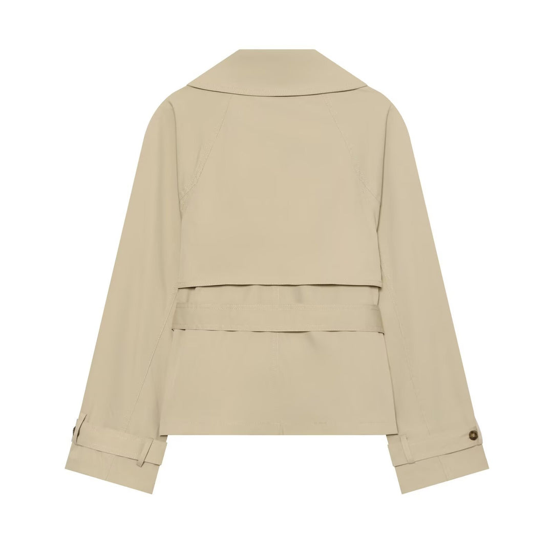 Damen Cropped Trenchjacke im Boxy‑Schnitt mit breitem Revers und Bindegürtel Echo Archiv