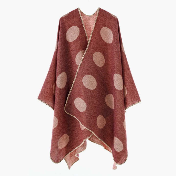 Damen Punkte-Überwurf Cape aus Wollmix mit Zierstich – Avérine