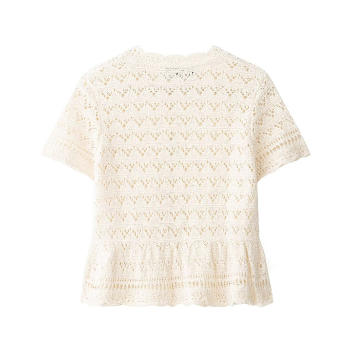 Damen feine Kurzarm-Bluse mit romantischem Spitzenmuster Echo Archiv