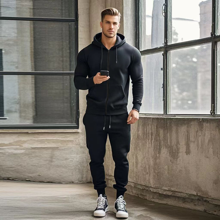Herren sportlicher Kapuzensweatanzug mit funktionalen Reißverschlusstaschen Echoarchiv