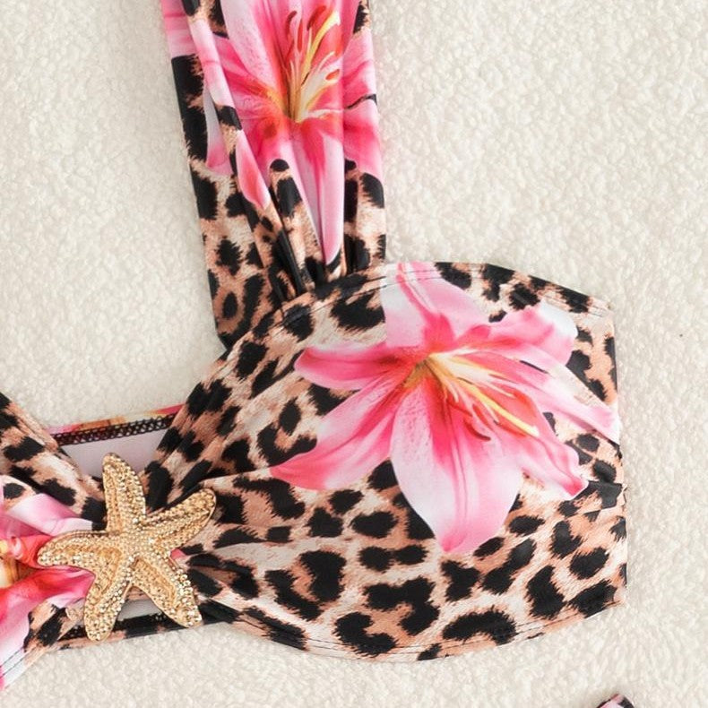 Damen Bikini-Set mit floralem Leopardenmuster Echo Archiv