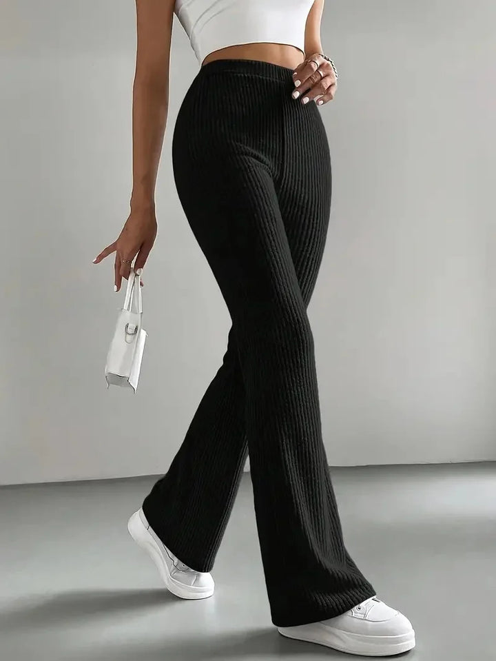 Damen Lässige und elegante Ripp-Optik Hose Echo Archiv