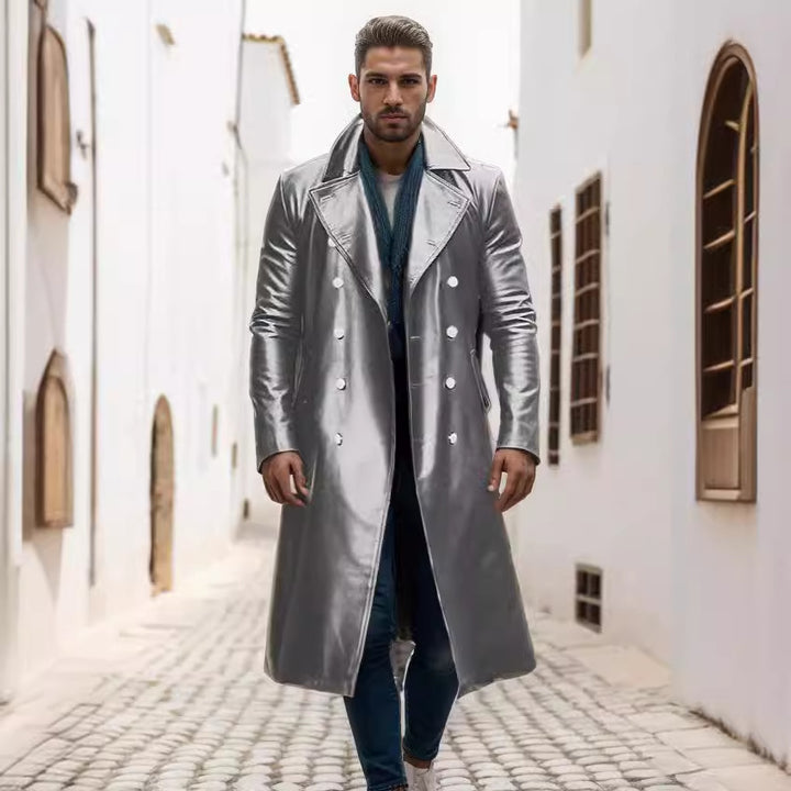 Herren eleganter und moderner Ledermantel Echoarchiv