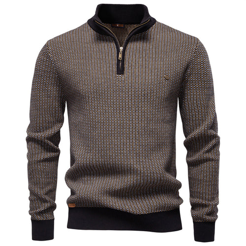 Herren Strickpullover mit modernem Zipper und strukturiertem Design Echoarchiv