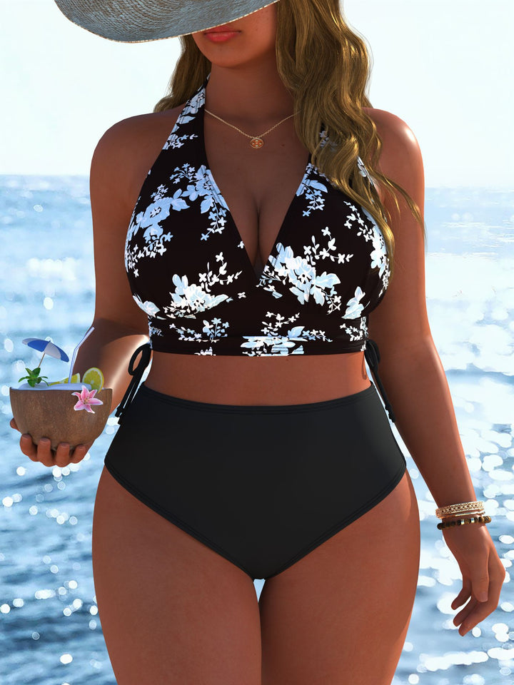 Damen Bikini-Set mit modernem Wickeloberteil und hoch tailliertem Höschen Echo Archiv