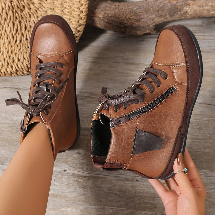 Damen  hochgeschnittene Freizeit-Sneaker-Stiefelette mit seitlichem Reißverschluss gepolstertem Fußbett und rutschfester Gummisohle Echo Archiv