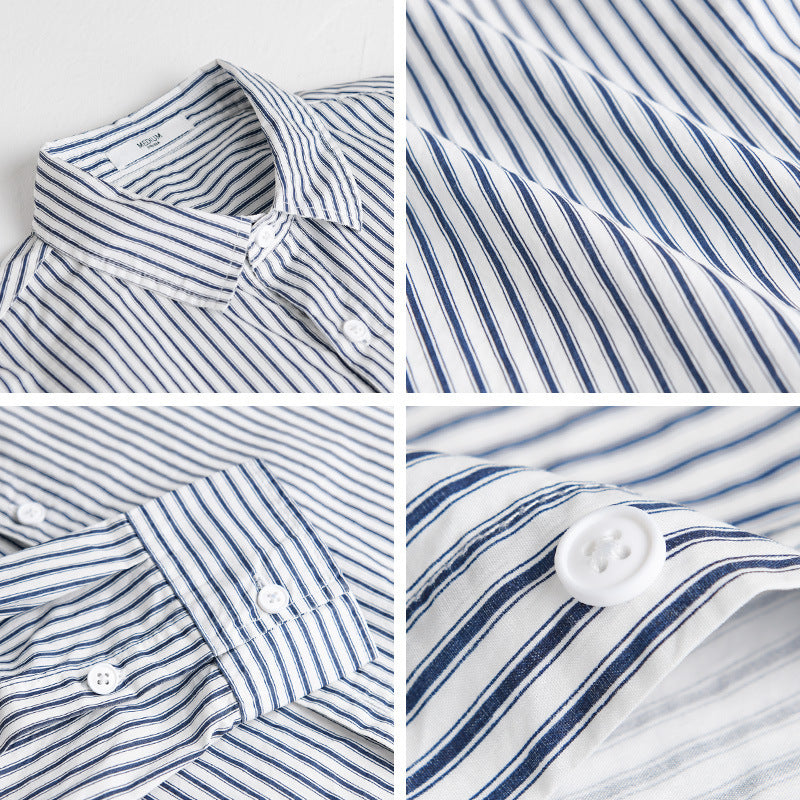 Herren Relaxed-Layering-Hemd mit feinen Längsstreifen, Kentkragen und softem Baumwollmix Echoarchiv