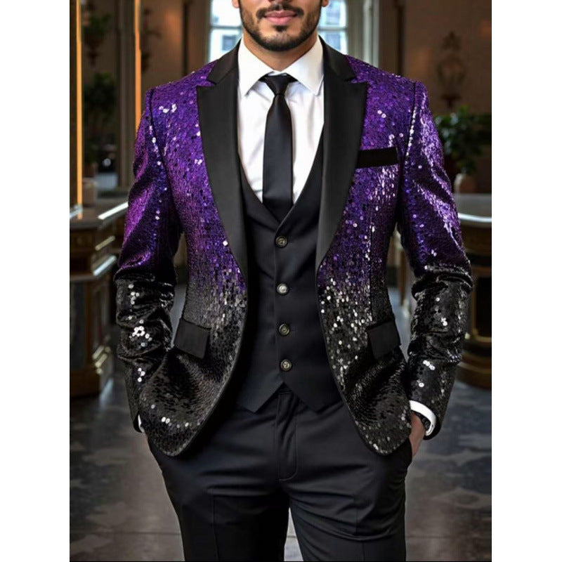 Herren Glamouröser Pailletten-Smokingblazer Echoarchiv 1761380182