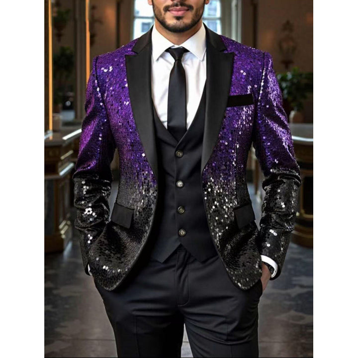 Herren Glamouröser Pailletten-Smokingblazer Echoarchiv 1761380182