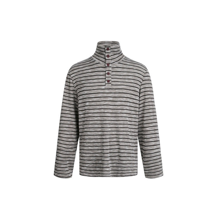 Herren Gestreifter Rollkragenpullover mit Knopfleiste und relaxed Fit Echoarchiv