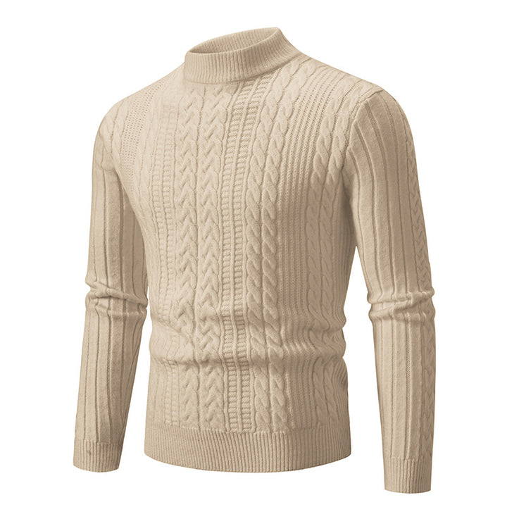 Herren Schmal geschnittener Mockneck-Zopfmusterpullover aus thermoregulierendem Feinstrick Echo Archiv