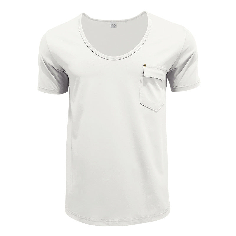 Herren hochwertiges V-Ausschnitt T-Shirt mit praktischer Brusttasche Echoarchiv