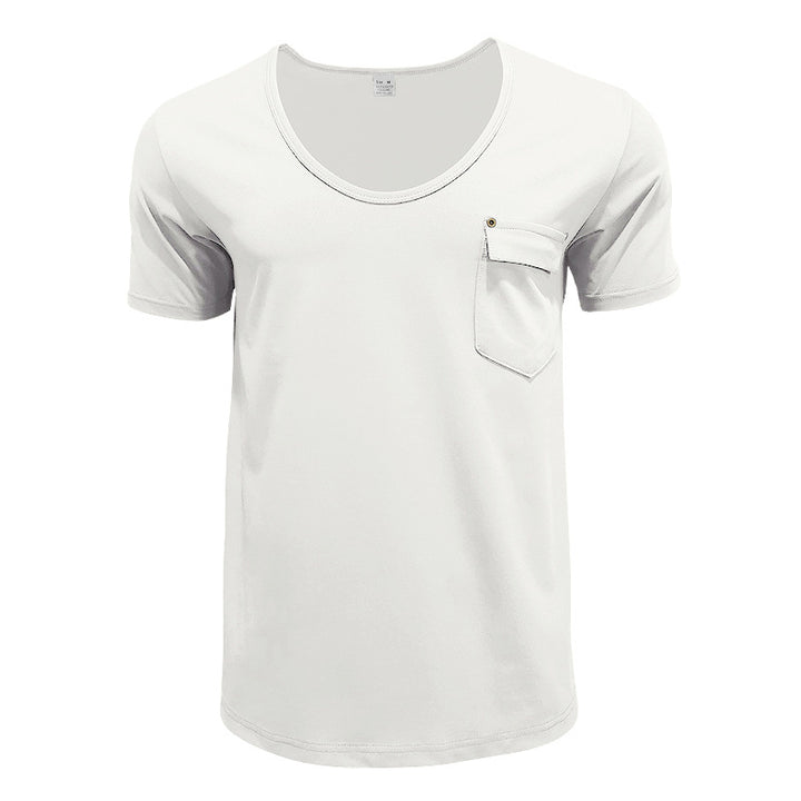 Herren hochwertiges V-Ausschnitt T-Shirt mit praktischer Brusttasche Echoarchiv