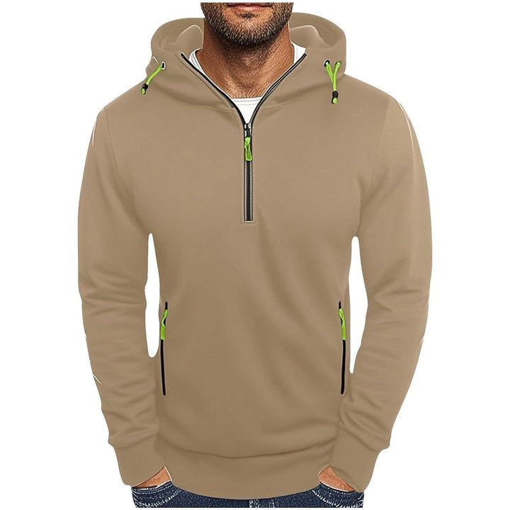 Herren modischer Kapuzenpullover mit zwei Taschen und halbem Reißverschluss Echoarchiv