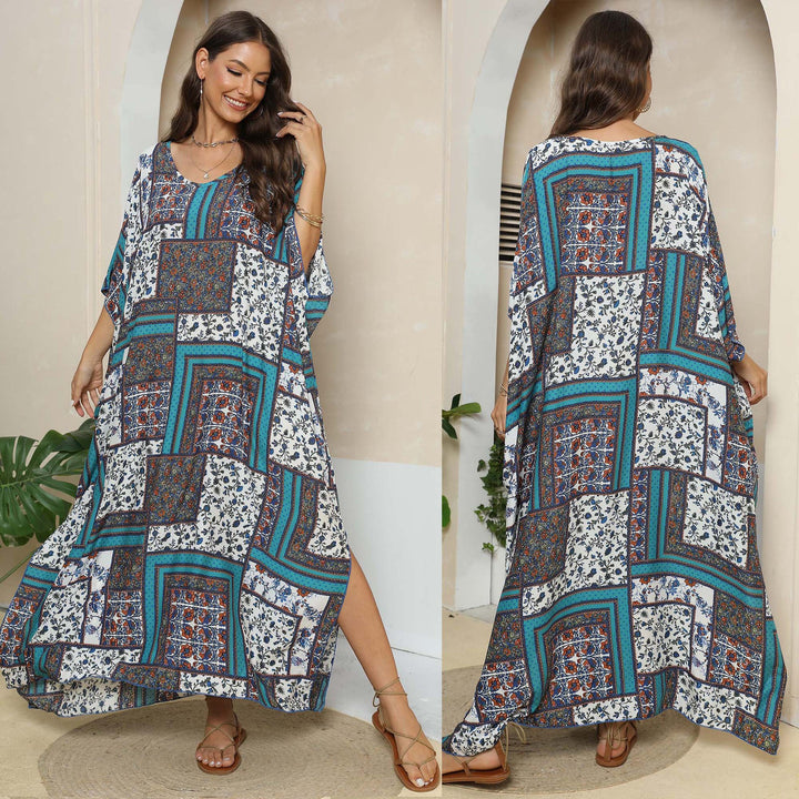 Damen lässiges Maxikleid im Patchwork-Design Echo Archiv