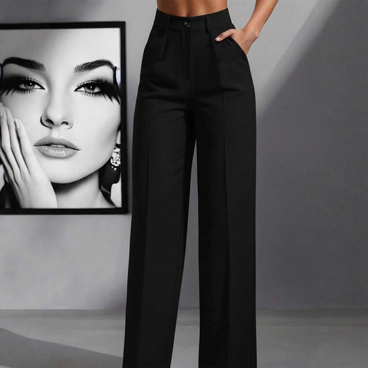 Damen Hochtaillierte Palazzo-Stretchhose mit Bügelfalte und Eingrifftaschen – Avélisse